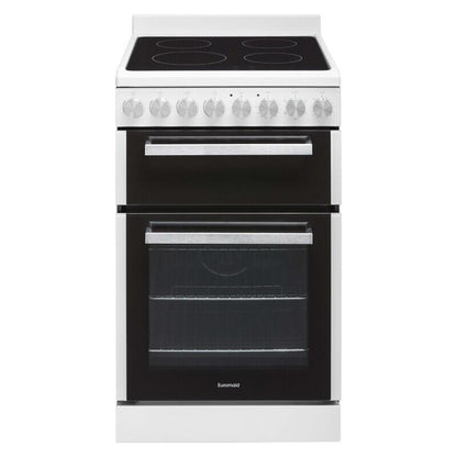 Euromaid 54cm Freestanding Oven with 4-Zone Electric Cooktop - White