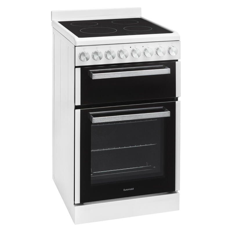 Euromaid 54cm Freestanding Oven with 4-Zone Electric Cooktop - White