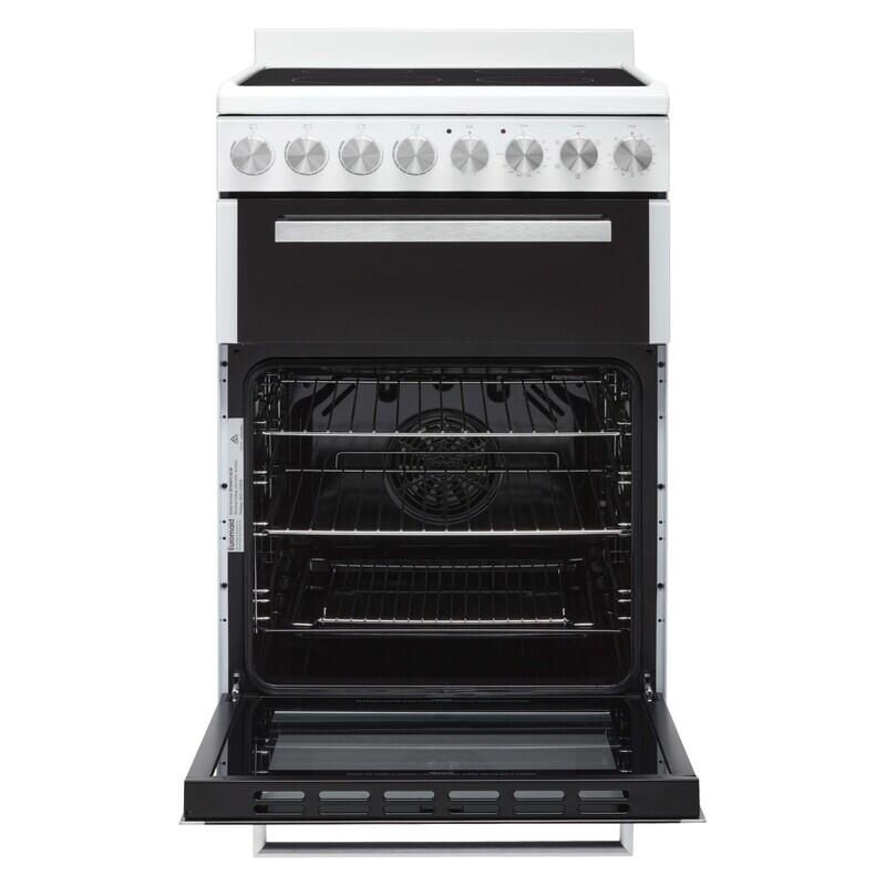 Euromaid 54cm Freestanding Oven with 4-Zone Electric Cooktop - White