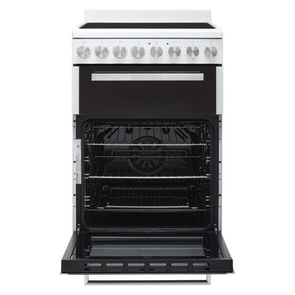 Euromaid 54cm Freestanding Oven with 4-Zone Electric Cooktop - White