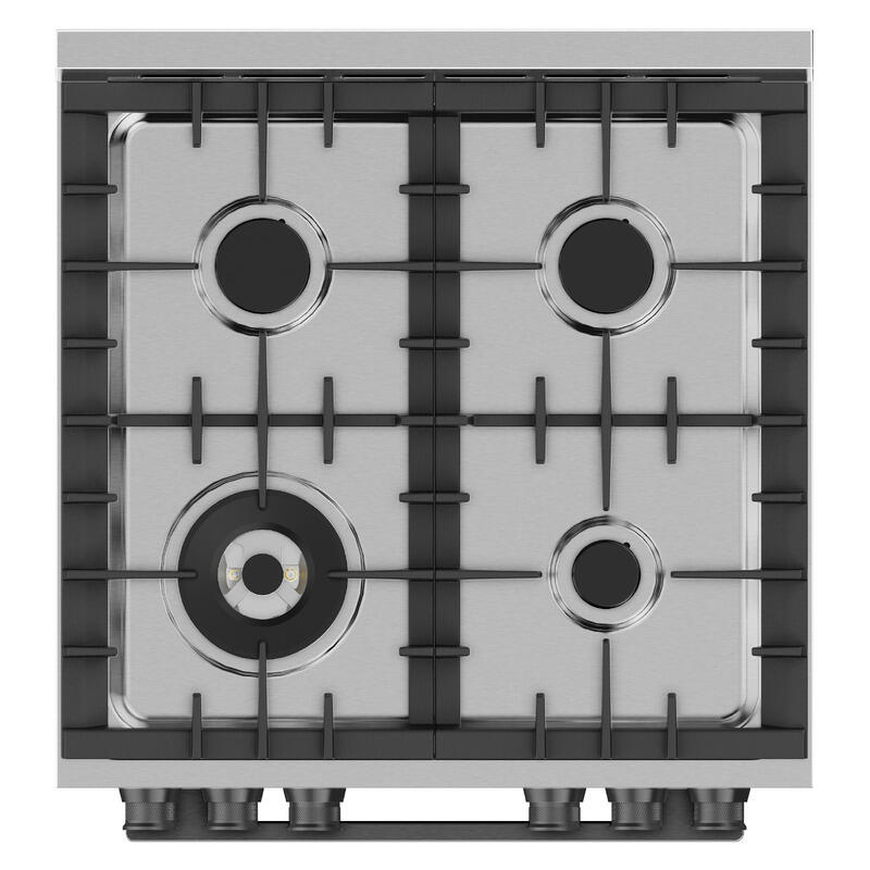 Euromaid 60cm Pyrolytic Dual Fuel Freestanding Cooker with 4-Burner Gas Cooktop - Dark Stainless Steel