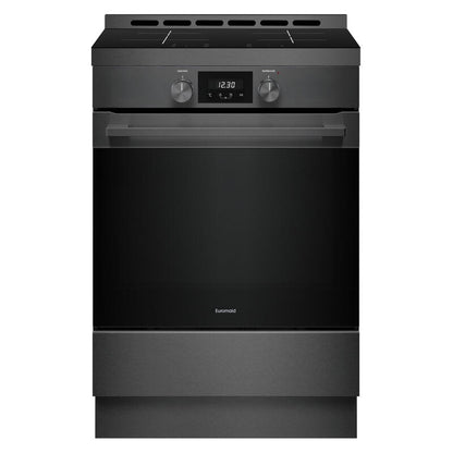 Euromaid 60cm Pyrolytic Freestanding Oven with 4-Zone Induction Cooktop - Dark Stainless Steel