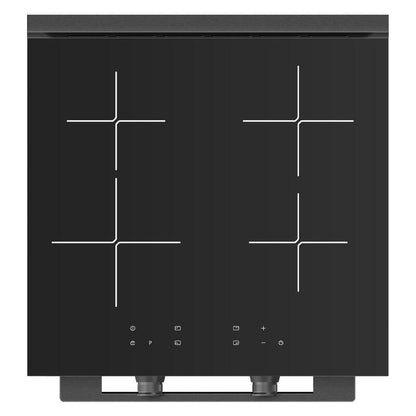 Euromaid 60cm Pyrolytic Freestanding Oven with 4-Zone Induction Cooktop - Dark Stainless Steel