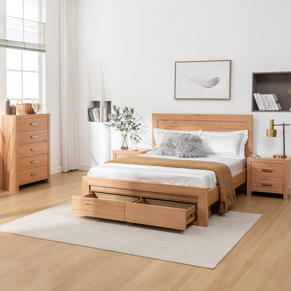Eva 4 Piece King Timber Bedroom Suite - Messmate/Natural
