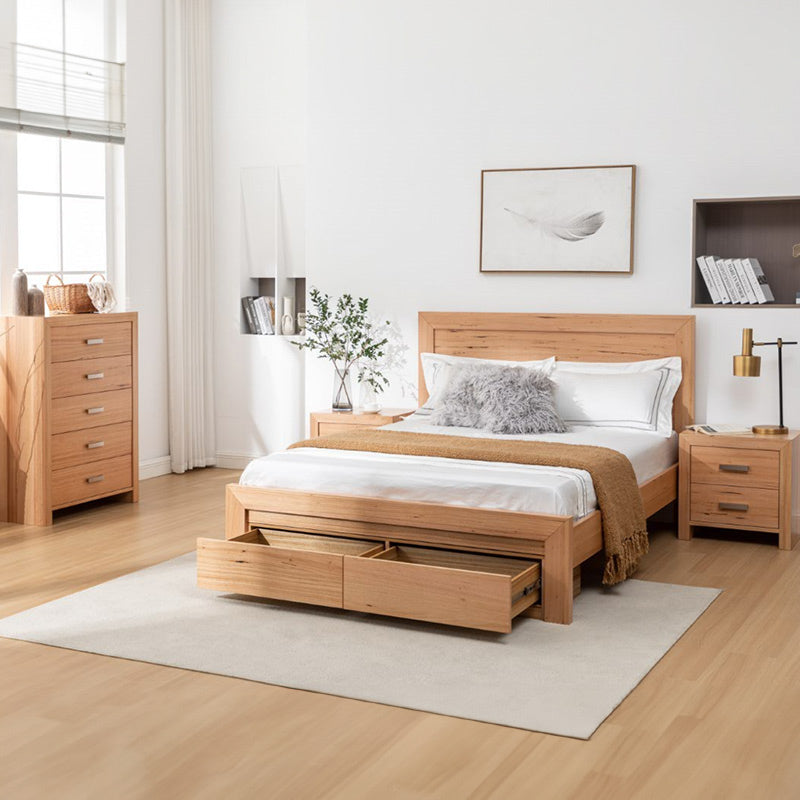Eva 4 Piece Queen Timber Bedroom Suite - Messmate/Natural