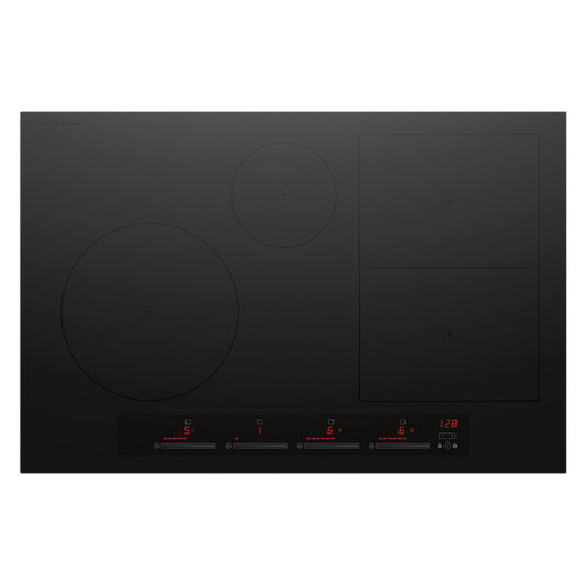 Fisher & Paykel 80cm 4 Zone Induction Cooktop: Smart Zone (Series 7) - Black