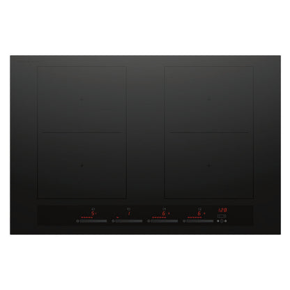 Fisher & Paykel 80cm 4 Zone Induction Cooktop with 2 SmartZones - Black Glass (Series 7)
