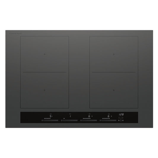 Fisher & Paykel 80cm 4 Zone Induction Cooktop: 2 Smart Zones (Series 7) - Grey