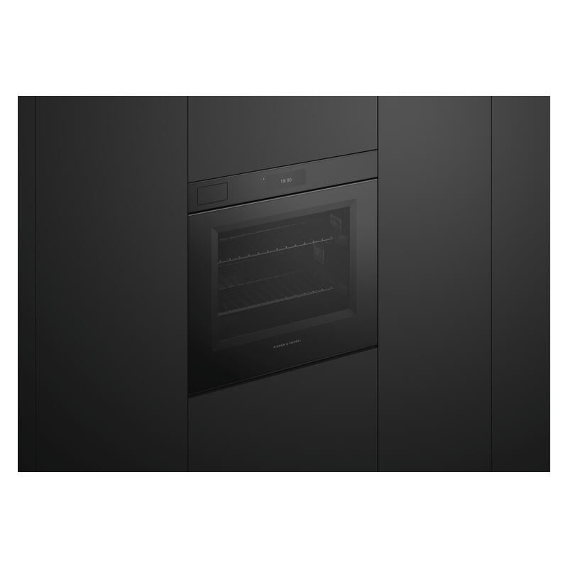 Fisher & Paykel 76cm Minimal Handleless Pyrolytic Steam Assist Oven - Black Glass (Series 11)
