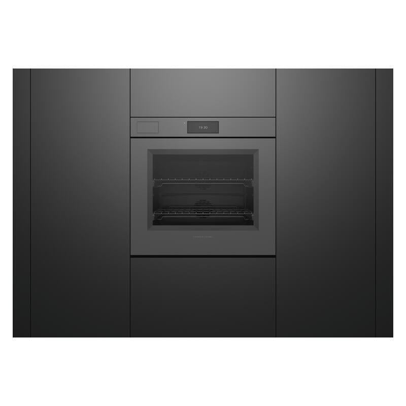 Fisher & Paykel 76cm Handleless Pyrolytic Built-In Steam Assist Oven with 17 Functions - Grey Glass (Minimal - Series 11)