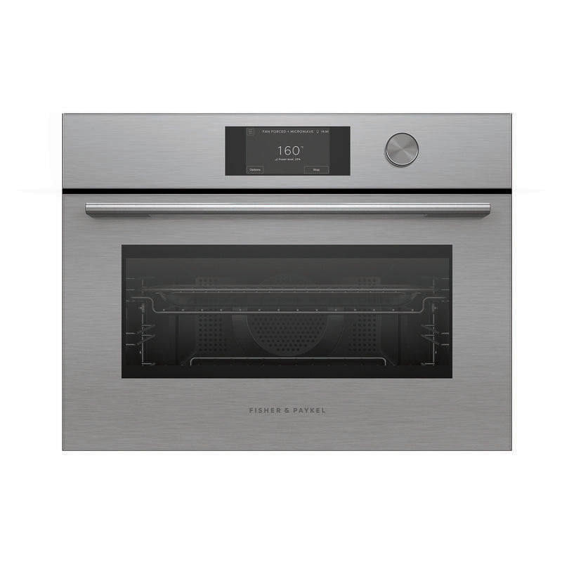 Fisher & Paykel 60cm Contemporary Compact Combi-Microwave Oven - Brushed Silver Glass (Series 7)
