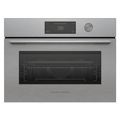Fisher & Paykel 60cm Contemporary Compact Combi-Microwave Oven - Brushed Silver Glass (Series 9)