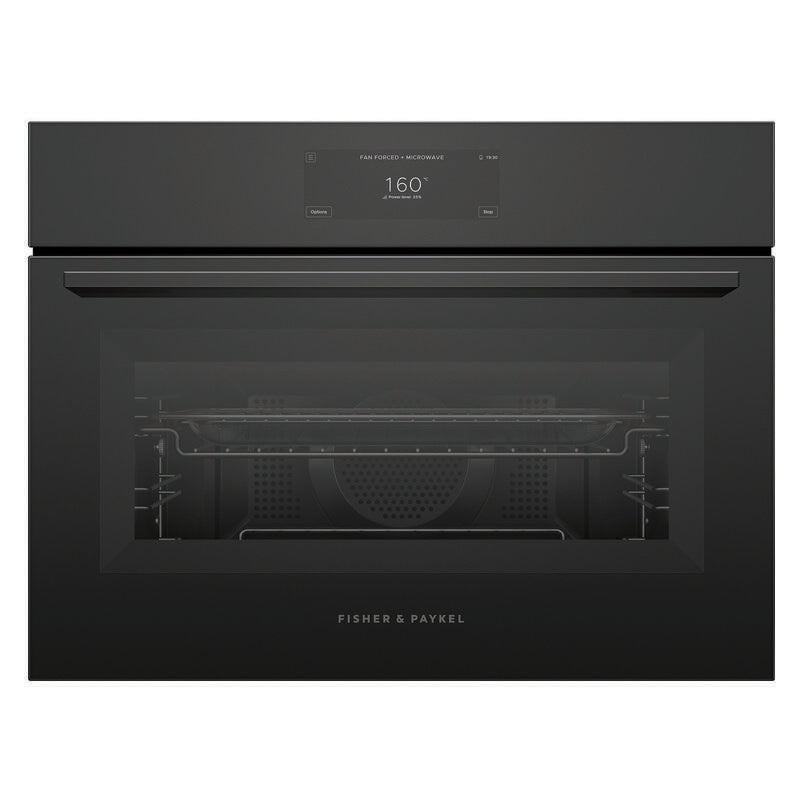 Fisher & Paykel 60cm Minimal Compact Combi-Microwave Oven - Black Glass (Series 9)