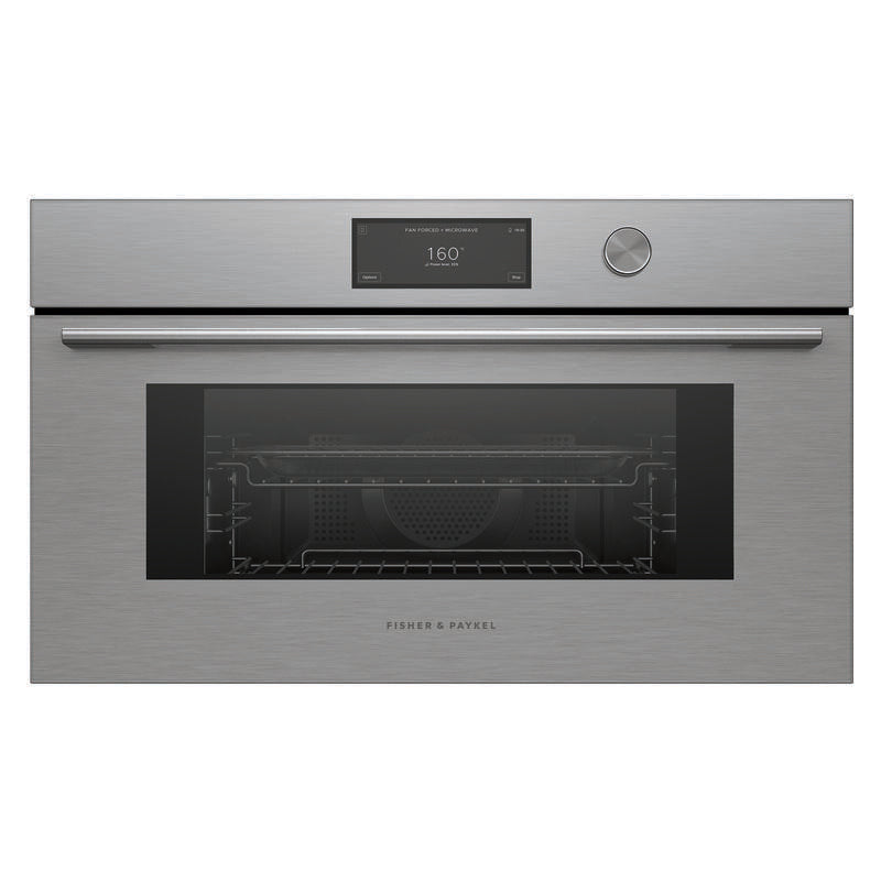 Fisher & Paykel 76cm Contemporary Combi-Microwave Oven - Brushed Silver Glass (Series 9)