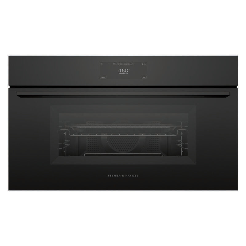 Fisher & Paykel 76cm Built-In Compact Combination Microwave Oven with 17 Functions - Black Glass (Minimal - Series 9)