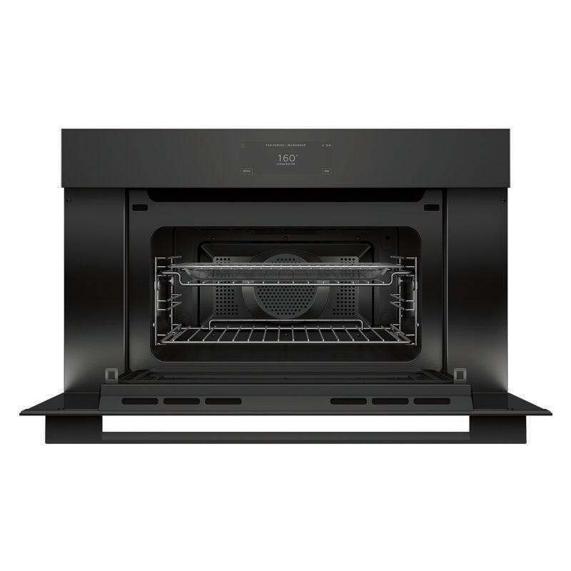 Fisher & Paykel 76cm Built-In Compact Combination Microwave Oven with 17 Functions - Black Glass (Minimal - Series 9)