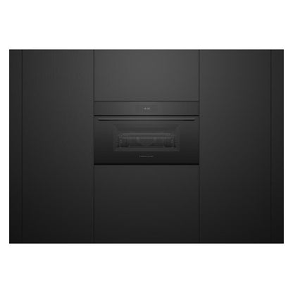 Fisher & Paykel 76cm Built-In Compact Combination Microwave Oven with 17 Functions - Black Glass (Minimal - Series 9)
