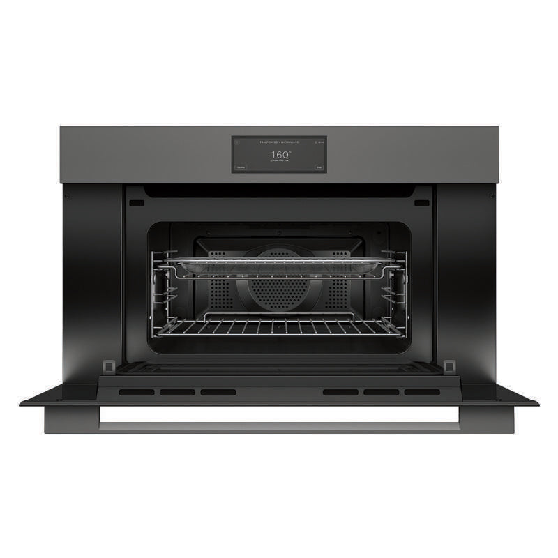 Fisher & Paykel 76cm Combination Built-In Compact Microwave Oven with 17 Functions - Grey Glass (Minimal - Series 9)