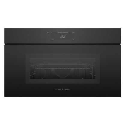 Fisher & Paykel 76cm Handleless Built-In Compact Combination Microwave Oven with 17 Functions - Black Glass (Minimal - Series 9)