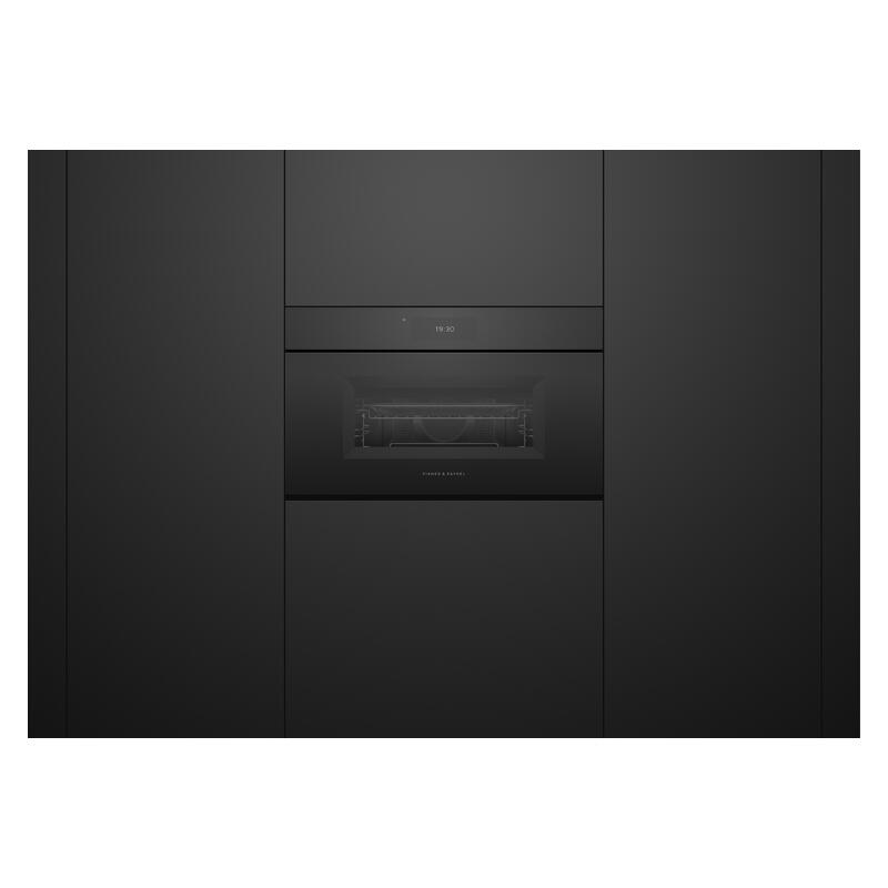 Fisher & Paykel 76cm Handleless Built-In Compact Combination Microwave Oven with 17 Functions - Black Glass (Minimal - Series 9)