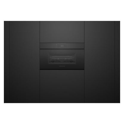 Fisher & Paykel 76cm Handleless Built-In Compact Combination Microwave Oven with 17 Functions - Black Glass (Minimal - Series 9)
