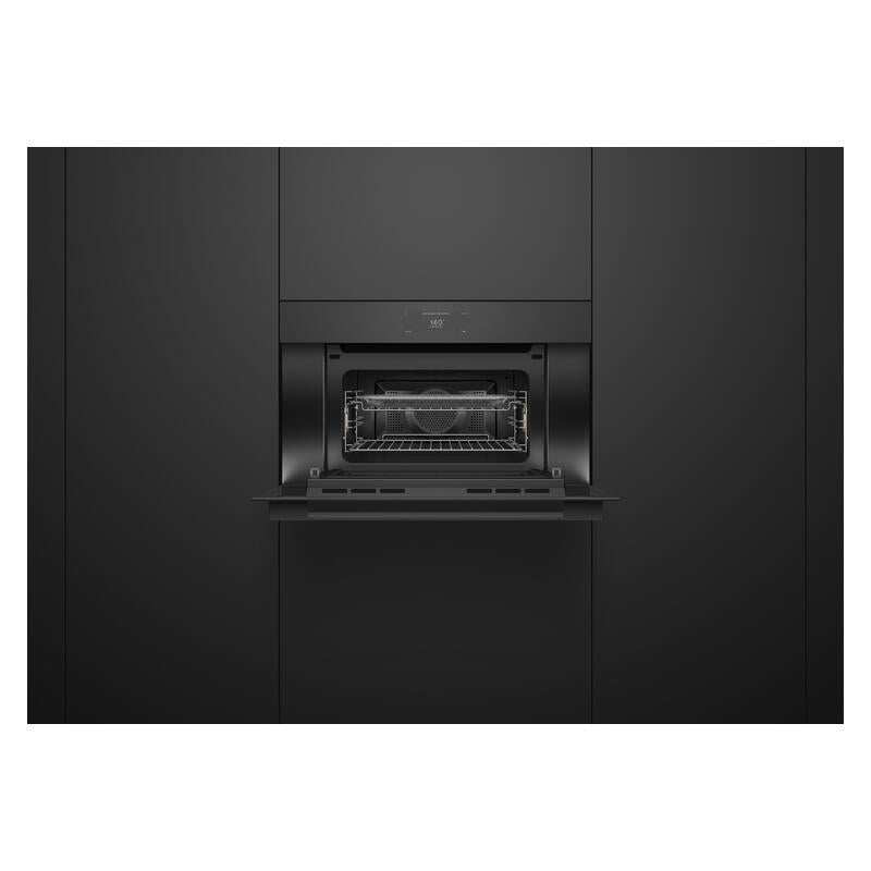 Fisher & Paykel 76cm Handleless Built-In Compact Combination Microwave Oven with 17 Functions - Black Glass (Minimal - Series 9)