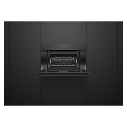 Fisher & Paykel 76cm Handleless Built-In Compact Combination Microwave Oven with 17 Functions - Black Glass (Minimal - Series 9)