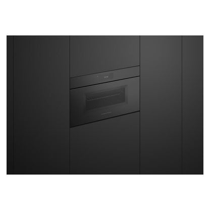 Fisher & Paykel 76cm Handleless Built-In Compact Combination Microwave Oven with 17 Functions - Black Glass (Minimal - Series 9)