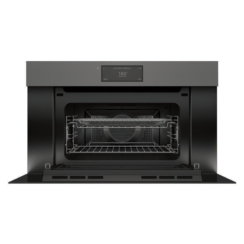 Fisher & Paykel 76cm Handleless Built-In Compact Combination Microwave Oven with 17 Functions - Grey Glass (Minimal - Series 9)