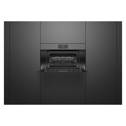 Fisher & Paykel 76cm Handleless Built-In Compact Combination Microwave Oven with 17 Functions - Grey Glass (Minimal - Series 9)