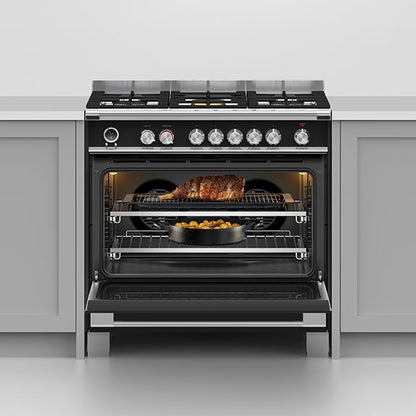 Fisher & Paykel 90cm Series 9 Classic 5 Burner Dual Fuel Pyrolytic Cooker
