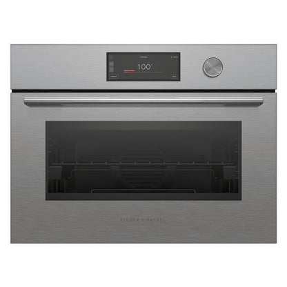 Fisher & Paykel 60cm Contemporary Compact Combi-Steam Oven - Brushed Silver Glass (Series 11)