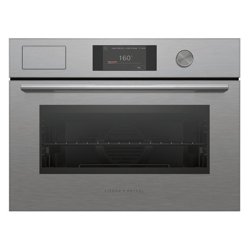 Fisher & Paykel 60cm Contemporary Compact Combi-Steam Oven - Brushed Silver Glass (Series 7)