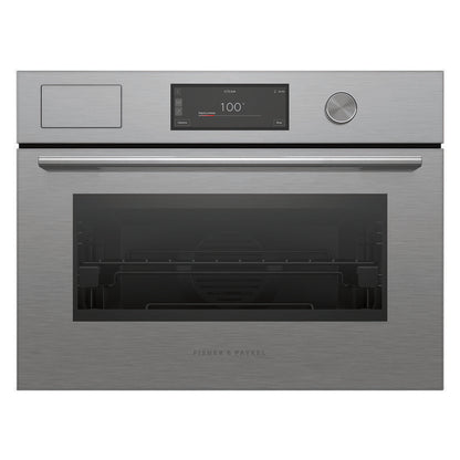 Fisher & Paykel 60cm Contemporary Compact Combi-Steam Oven - Brushed Silver Glass (Series 9)