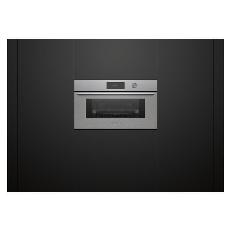 Fisher & Paykel 76cm Contemporary Compact Combi-Steam Oven - Brushed Silver Glass (Series 9)