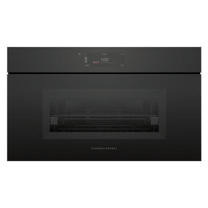 Fisher & Paykel 76cm Minimal Handleless Compact Combi-Steam Oven - Black Glass (Series 9)