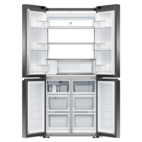 Fisher & Paykel 498L Quad Door Fridge Freezer with Ice & Water Dispenser- Black Stainless Steel (Series 7)