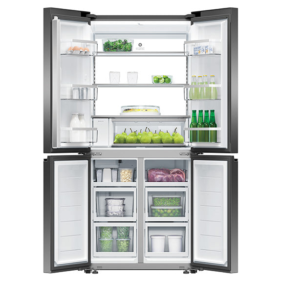 Fisher & Paykel 498L Quad Door Fridge Freezer with Ice & Water Dispenser- Black Stainless Steel (Series 7)