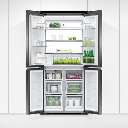 Fisher & Paykel 498L Quad Door Fridge Freezer with Ice & Water Dispenser- Black Stainless Steel (Series 7)