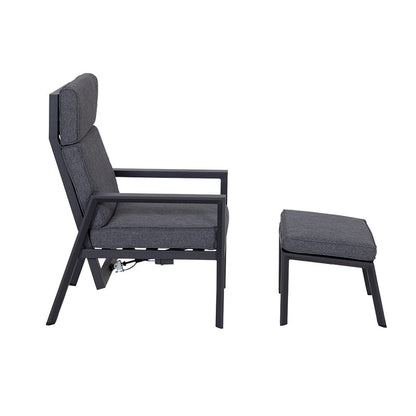 Floyd 5 Piece Recliner Chat Set - Gunmetal/Black