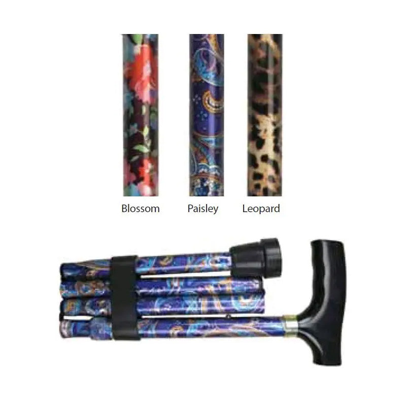 Days Folding Pattern Walking Stick - Paisley