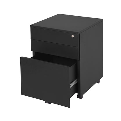 Go Mobile 3 Drawer Filing Cabinet - Black