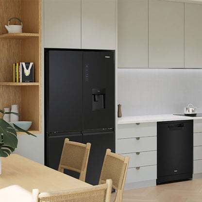 Haier 508L Quad Door Fridge Freezer with Water Dispenser - Black (600 Series)