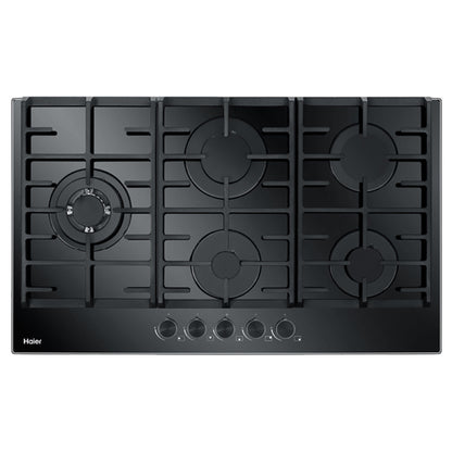 Haier 90cm Gas on Glass Cooktop - Black