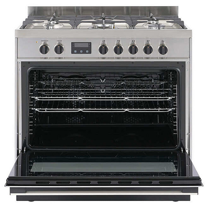 Haier 90cm Freestanding Dual Fuel Cooker - Stainless Steel