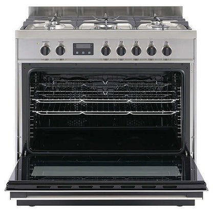 Haier 90cm Freestanding Dual Fuel Cooker - Stainless Steel