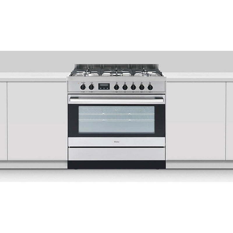Haier 90cm Freestanding Dual Fuel Cooker - Stainless Steel