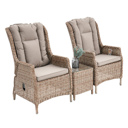 Hawaii 3 Piece Recliner Chat Set - Marina/Taupe