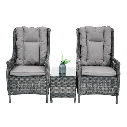 Hawaii 3 Piece Recliner Chat Set - Castle Grey/Grey