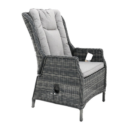 Hawaii 3 Piece Recliner Chat Set - Castle Grey/Grey